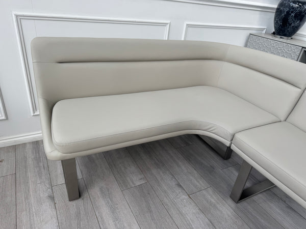 Avorio Grey Faux Leather Left Hand Facing Corner Dining Bench