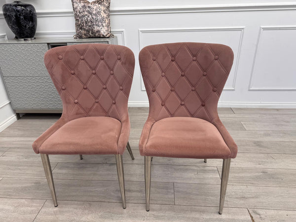 Donnie Pink Velvet Dining Chairs