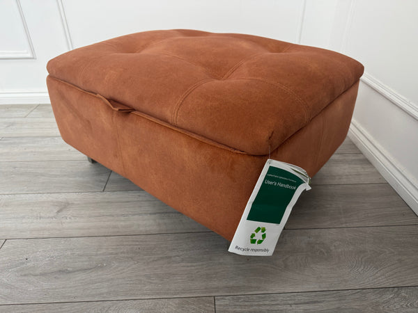 Furniture Village Moet Plush Velvet Orange Large Storage Footstool