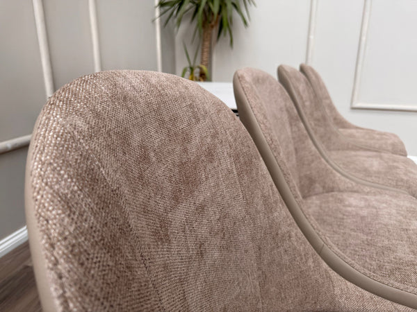 Jose Swivel Pebble Dining Chairs Hybrid Fabric Faux Leather Stylish Kitchen Chairs