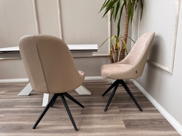 Jose Swivel Pebble Dining Chairs Hybrid Fabric Faux Leather Stylish Kitchen Chairs