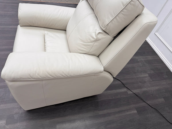 G Plan Harper Off White/ Chalk Leather Power Recliner Armchair Headrest & Lumbar