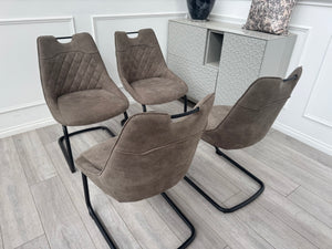 Warrior Taupe Faux Leather Cantilever Dining Chair (Choose Quantity)