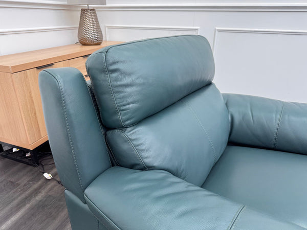 Missouri Lake Green Leather Power Recliner Fabric Armchair