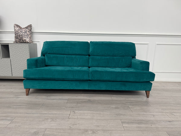 Furniture Village Lounge Co Romilly Teal Velvet Fabric 4 Seater Sofa RRP £2195