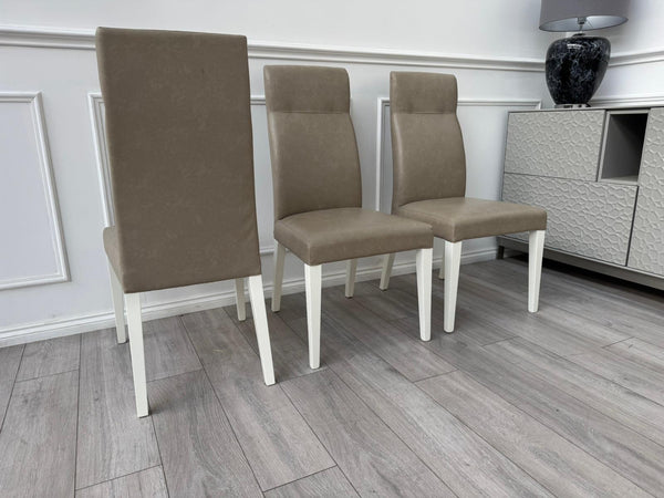 ALF Fascina Set of 6 Faux Leather Dining Chairs Taupe/ Cream RRP £3,447