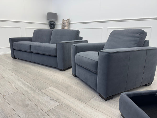 Sonno Electric 3 Seater Sofa Bed + 2x Armchairs Sofa Set Charcoal Grey + footstool