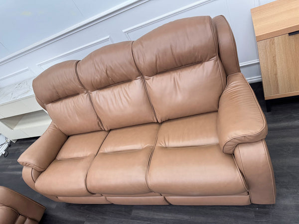Parker Knoll Boston Light Brown Leather Static 3 & 3 Sofa Set