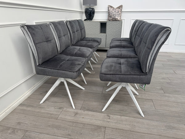 Glacier Swivel Dining Chairs Dark Grey Fabric