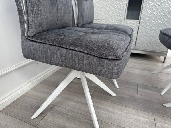 Glacier Swivel Dining Chairs Dark Grey Fabric