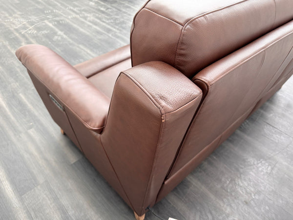 La Z Boy Kenzie 3 Seater Brown Leather Power Recliner Headrest Sofa