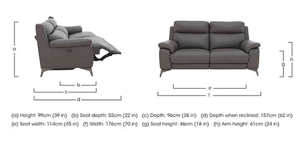 Missouri Grey Leather 3 & 2 Seater Power Recliner Sofa Set