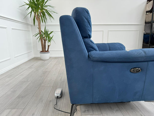 Contempo Navy Microfibre Fabric Power Recliner Armchair