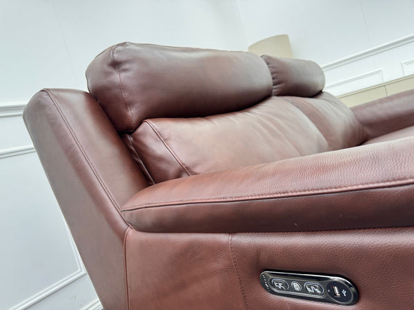 La Z Boy Kenzie 3 Seater Brown Leather Power Recliner Headrest Sofa