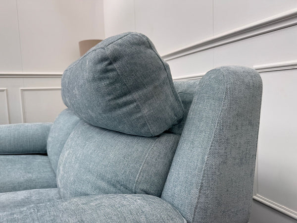 Starlight Light Blue Herringbone Fabric 3 & 2 Seater Power Recliner Sofa Set