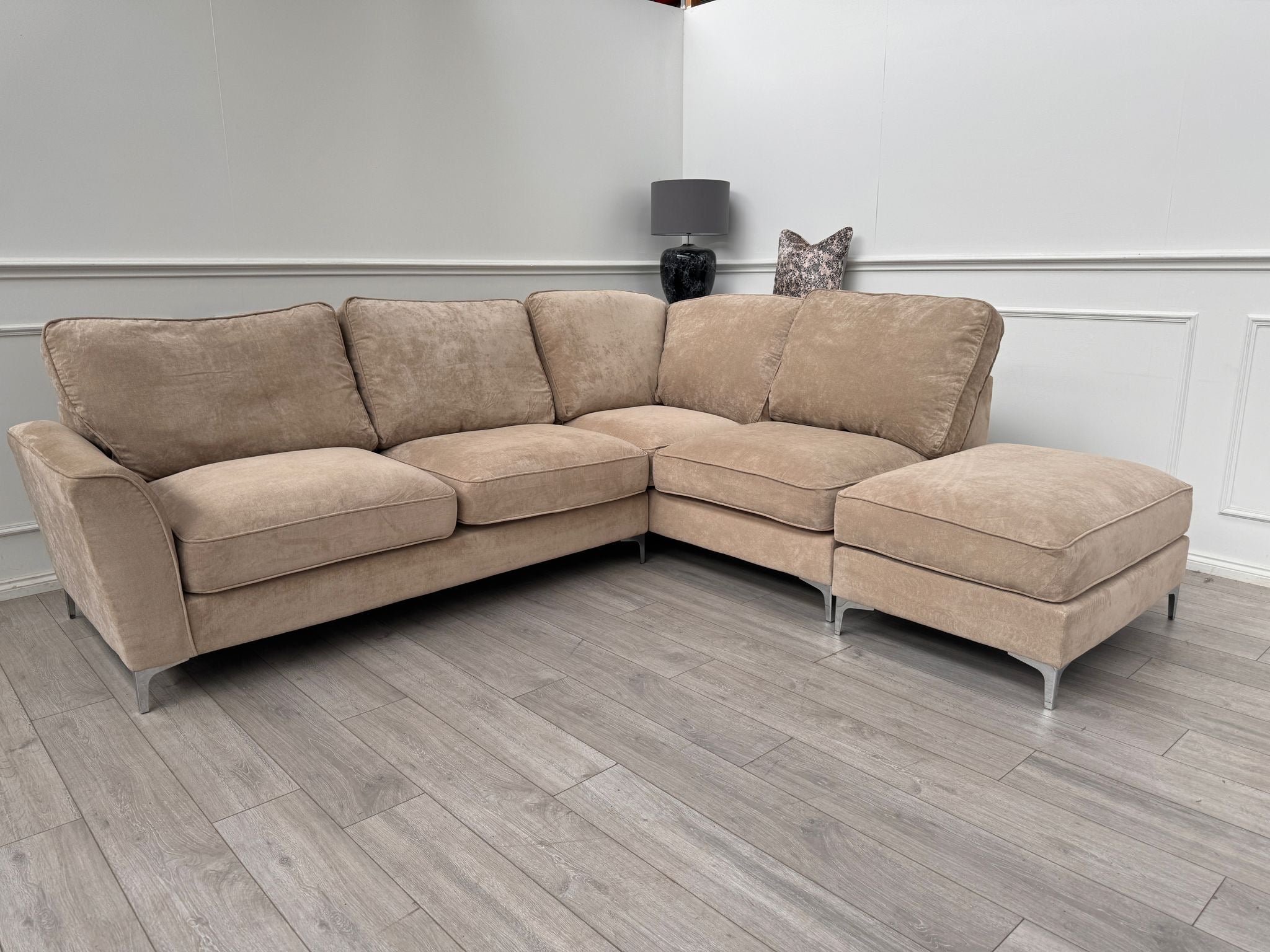 Legend Fabric Terminal End Corner Sofa Footstool Mushroom