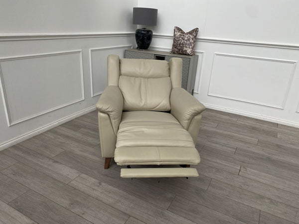 Cream/Ivory Leather Power Recliner Armchair