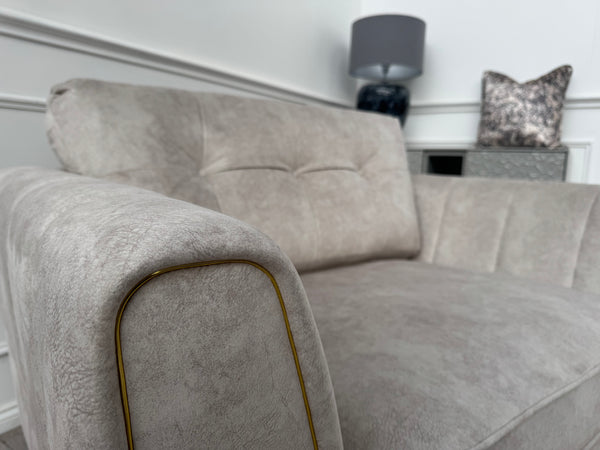 Furniture Village Ariana Classic Back Fabric Snuggler Armchair Cream Brass