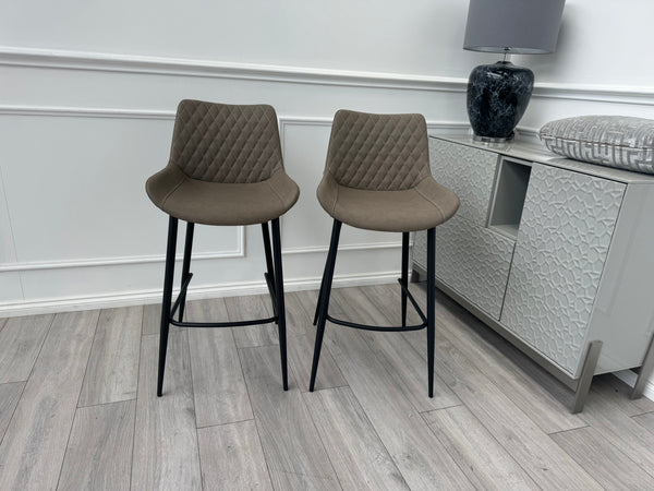 Ion Beige Stone Suede/Microfibre Pair of Dining Bar Stools