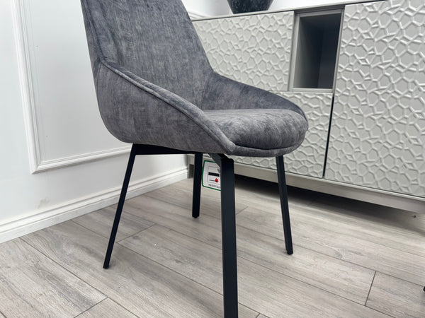 Veja Grey Velvet Set Swivel Dining Chairs