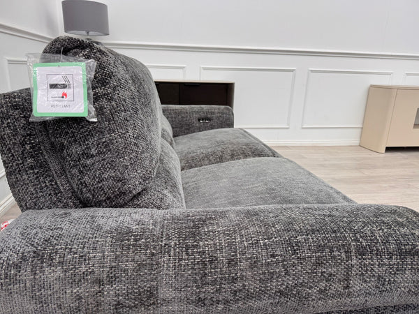 Nixon 3 Seater Grey Cross weave Fabric Power Recliner