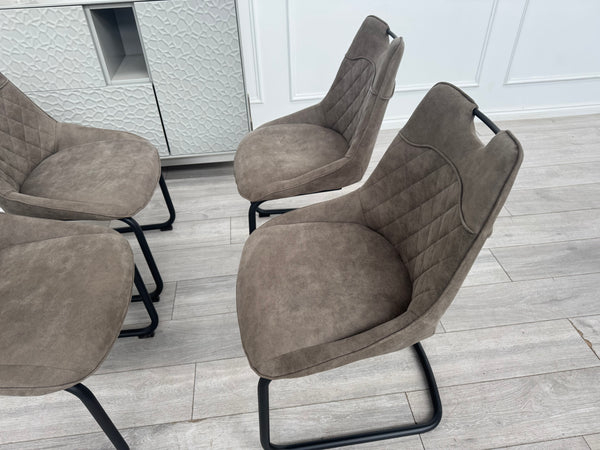 Warrior Taupe Faux Leather Cantilever Dining Chair (Choose Quantity)