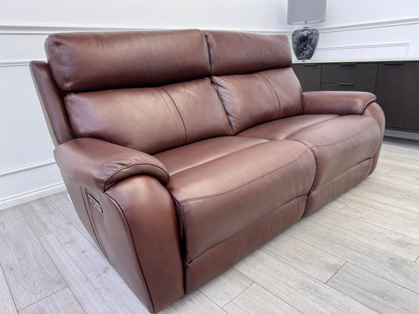 La Z Boy Paris 3 Seater Brown Leather Power Recliner