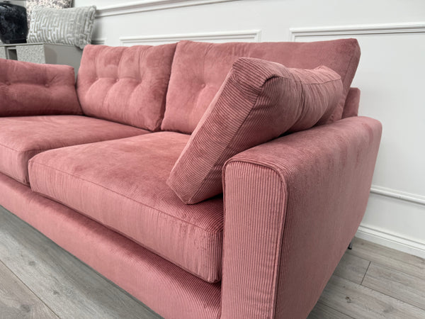 Maya Pink Cord Fabric 3+2 Seater Sofa Set Fast Delivery Available