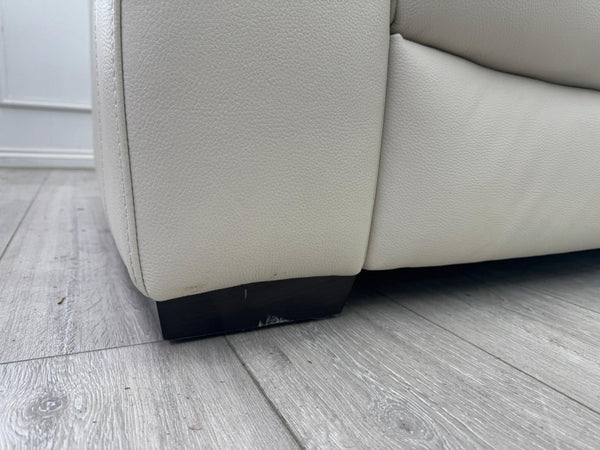 Off White Leather 3 & 3 Seater Static Sofa Set