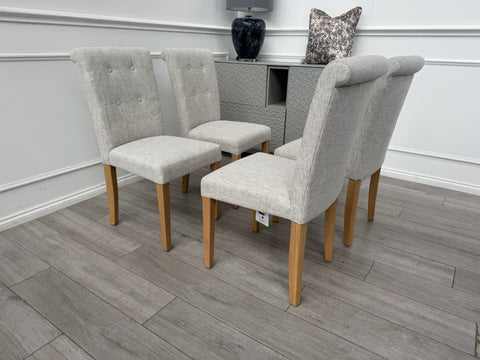 Augusta Cream Fabric Set Of 4 Roll Back Dining Chairs