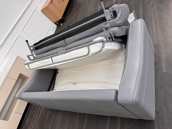 Optimus Grey Leather 3 Seater Sofa Bed Mattress Supplied