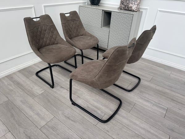 Warrior Taupe Faux Leather Cantilever Dining Chair (Choose Quantity)