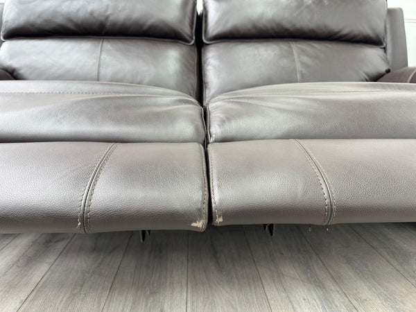 Brown Leather 3 Seater & Armchair Power Recliner Sofa Set