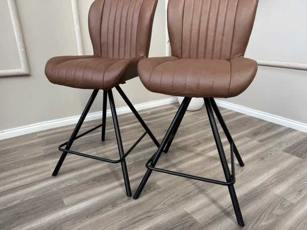 Terra Compact Bodahl Tan Faux Leather Contemporary Stylish Aesthetic Swivel Bar Stool