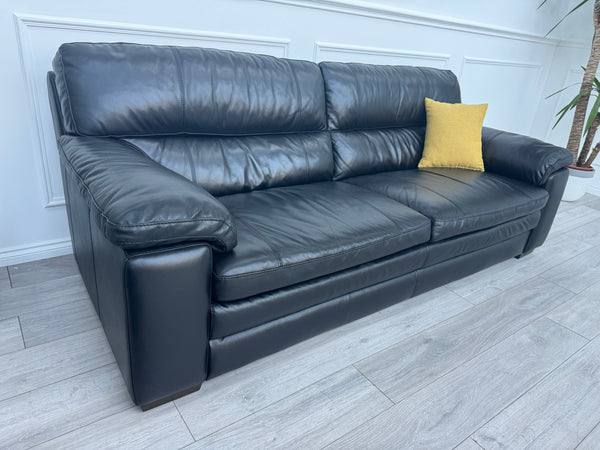 Cozee 3 Seater Sofa + Armchair Set in Jet Black Pure Leather