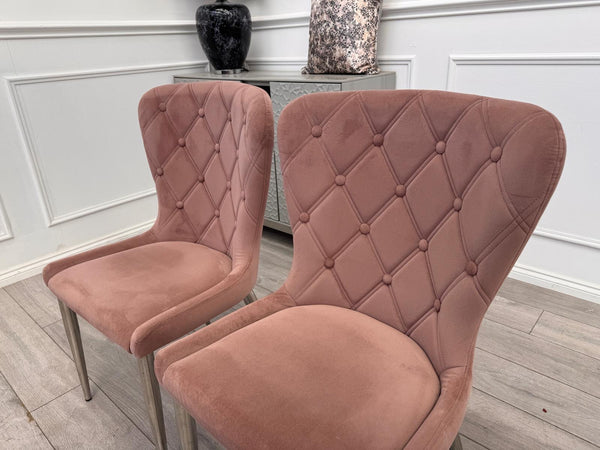 Donnie Pink Velvet Dining Chairs