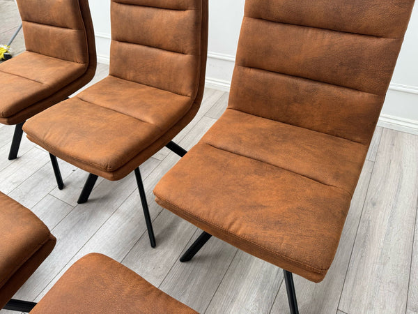 Njord Swivel Dining Chairs Rust Fabric