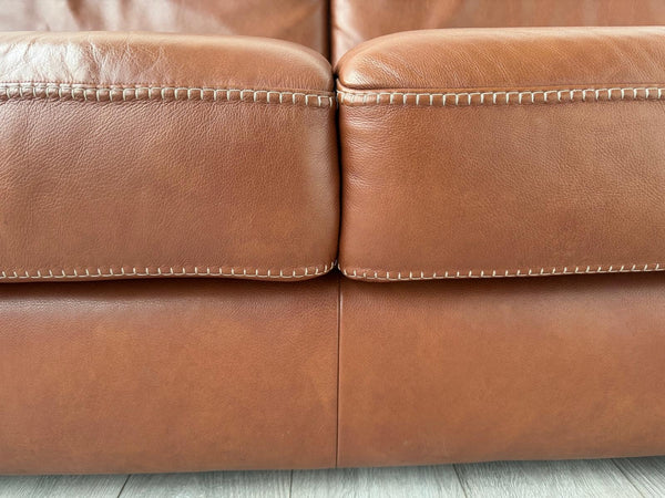 Natuzzi Edition Salerno Brown Leather Large 3 Seater Sofa Adjustable Headrests