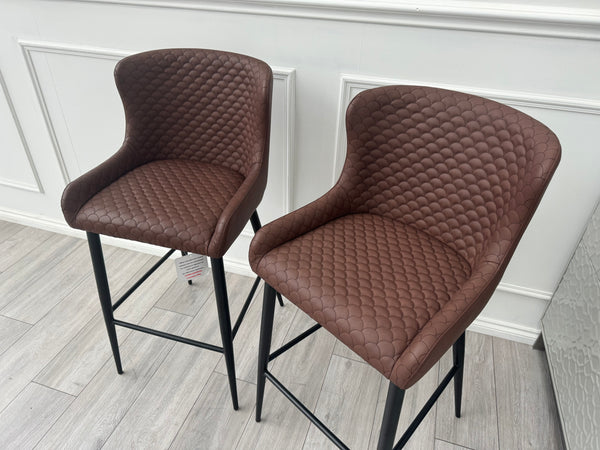 Hanoi Brown Faux Leather Pair Dining Bar Stool