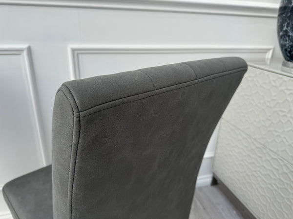 Grigio Pair of Grey Suede Dining Chairs