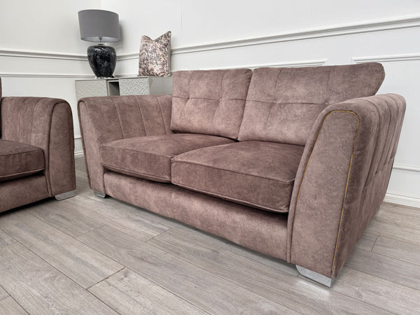 FURNITURE VILLAGE ARIANA 2+2 Seater Sofa Set Classic Back Dapple Chocolate