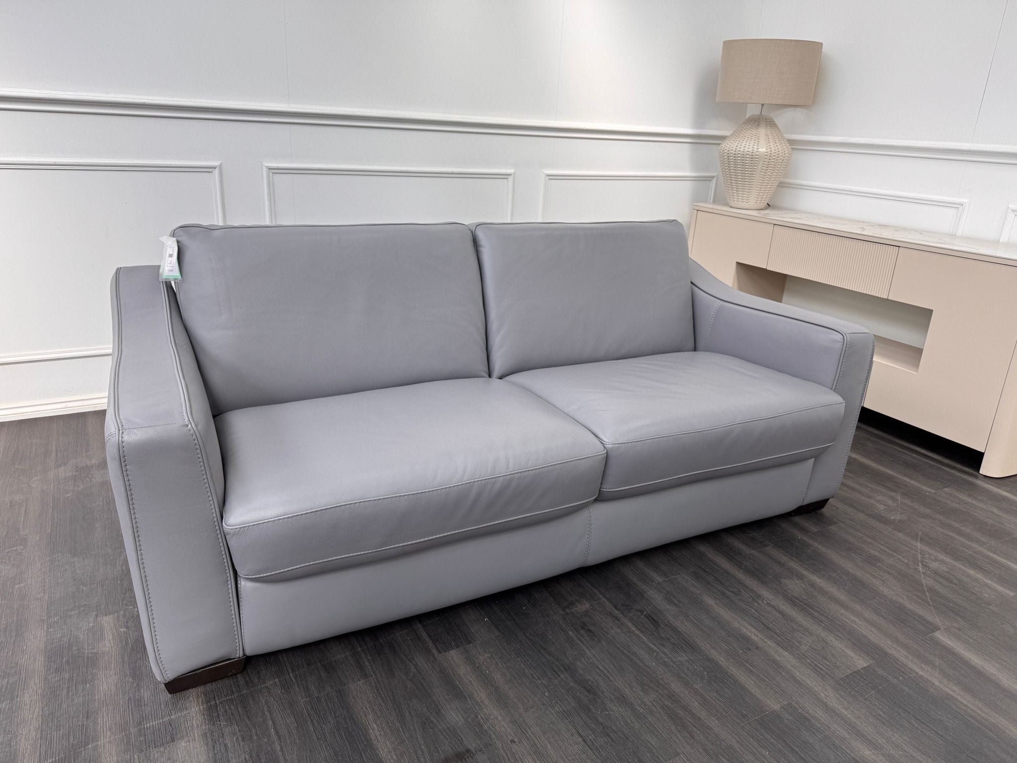 Optimus Grey Leather 3 Seater Sofa Bed Mattress Supplied