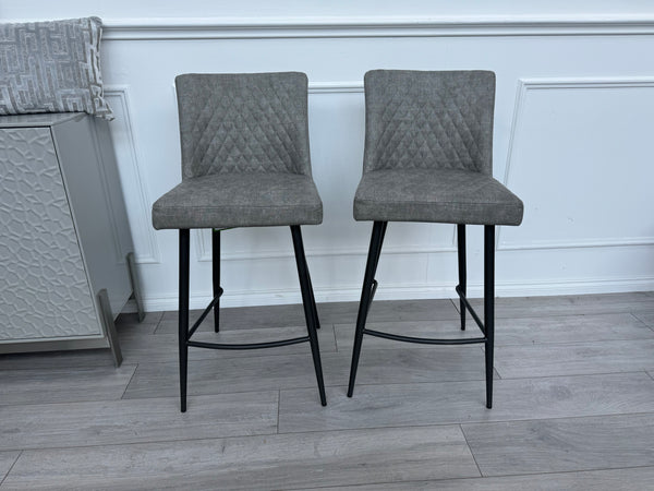 Earth Pair Of 2 Grey Dining Bar Stools