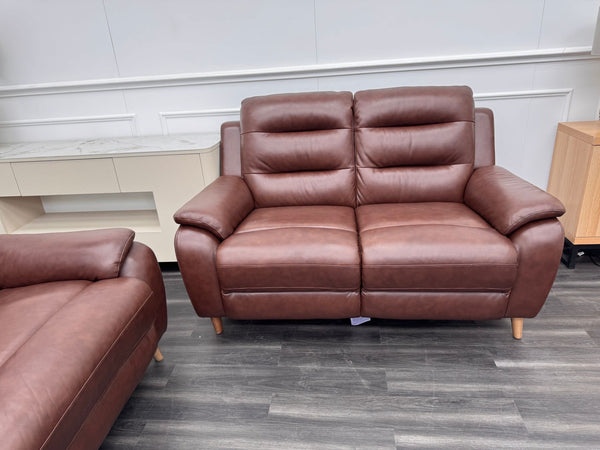 Lazyboy Stafford Brown Leather 3 & 2 Static Sofa Set