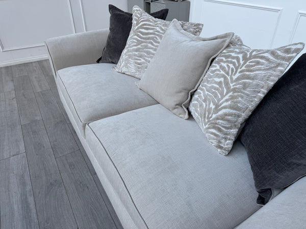 Sasha 4 Seater Sofa Pillow Back Cream Fabric Grand Sofa