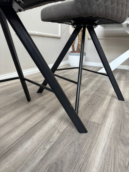 Loki Swivel Bar Stool Grey Charcoal Fabric Swivel Stylish Aesthetic Kitchen Chairs