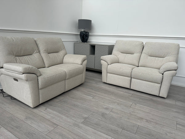 G Plan Seattle Cream Fabric 2+2 Seater Power Recliner Sofa Set