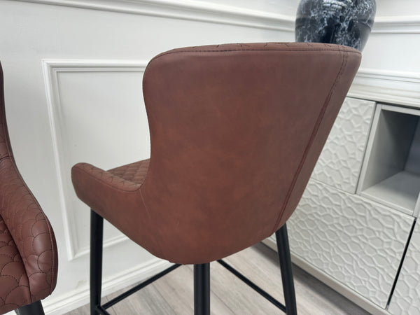 Hanoi Brown Faux Leather Pair Dining Bar Stool