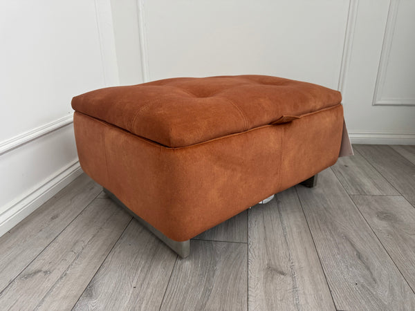 Furniture Village Moet Plush Velvet Orange Large Storage Footstool