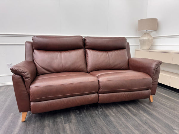 La Z Boy Kenzie 3 Seater Brown Leather Power Recliner Headrest Sofa